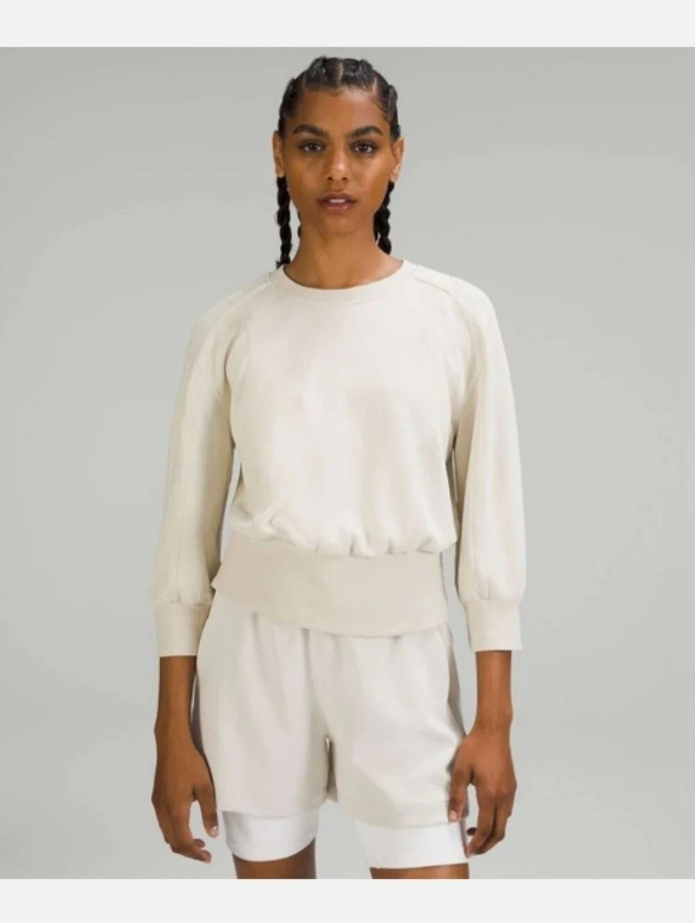 Lululemon Softstreme Ribbed-Hem Pullover in Natural Ivory Size 6